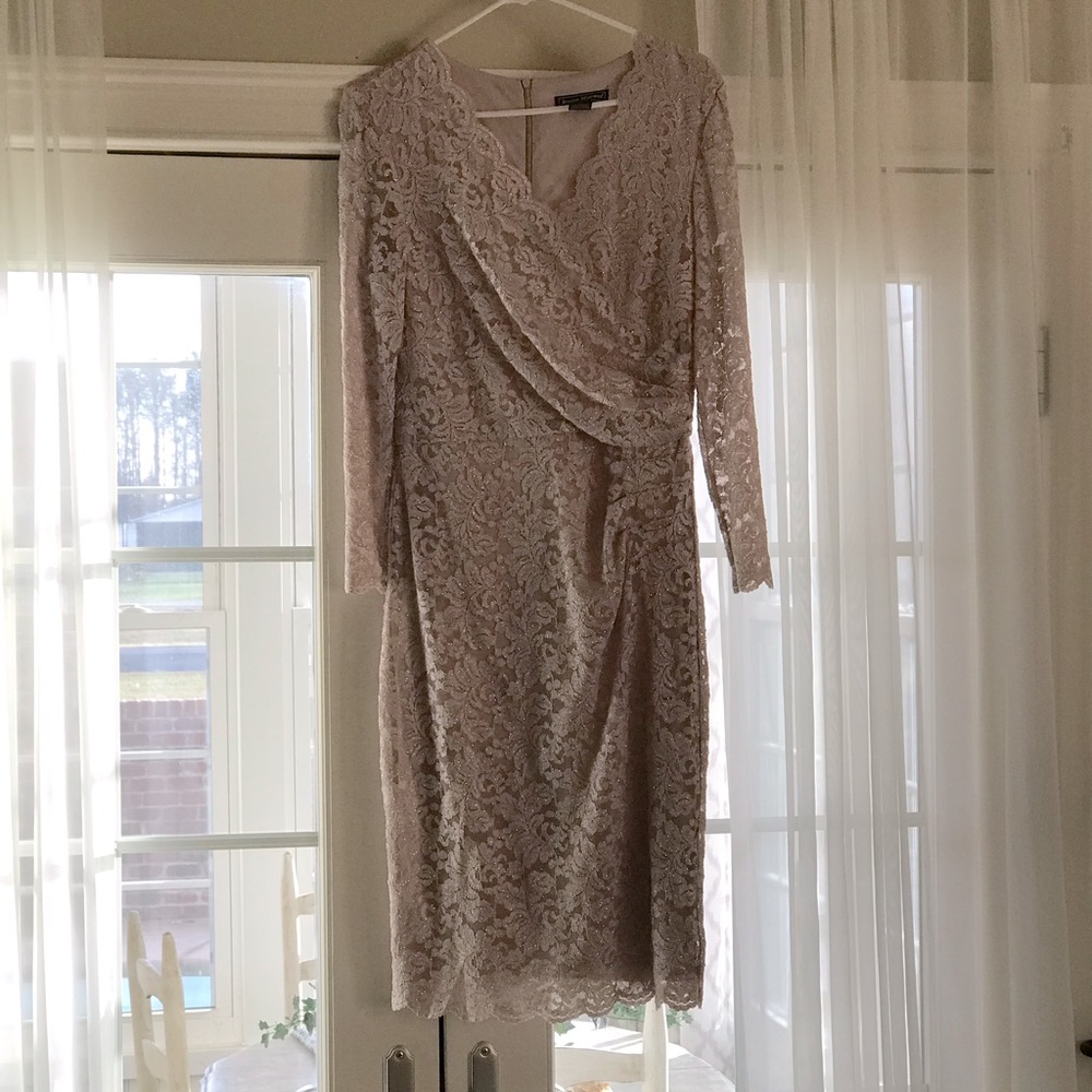 Beautiful champagne glittery lace dress.